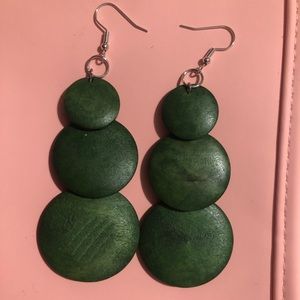 Cute and light green wood earrings